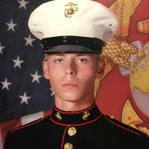 Brandon Flynn in United States Marine Corps dress blues